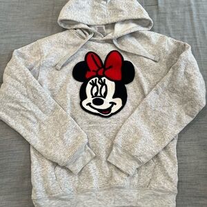 Disney Minnie Mouse crochet patch Heather grey hoodie size small
